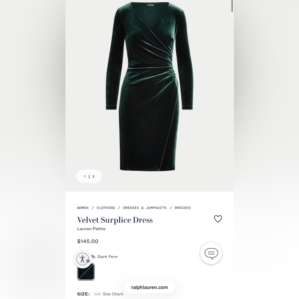 Velvet Surplice Dress - Green